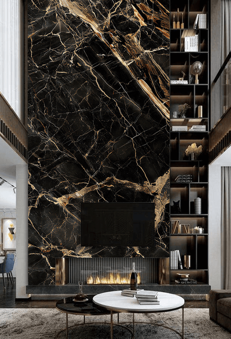 Marble Wallpaper Murals - Black Beauty Stone-ChandeliersDecor.com
