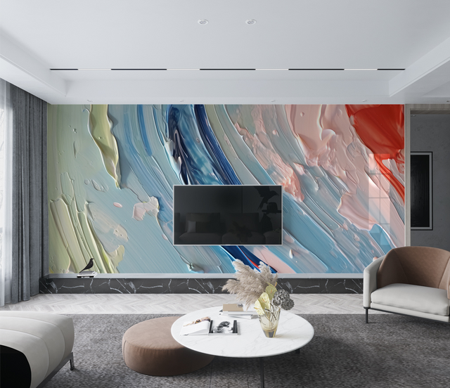 Marble Wallpaper Murals - Colourful Splash Design-ChandeliersDecor