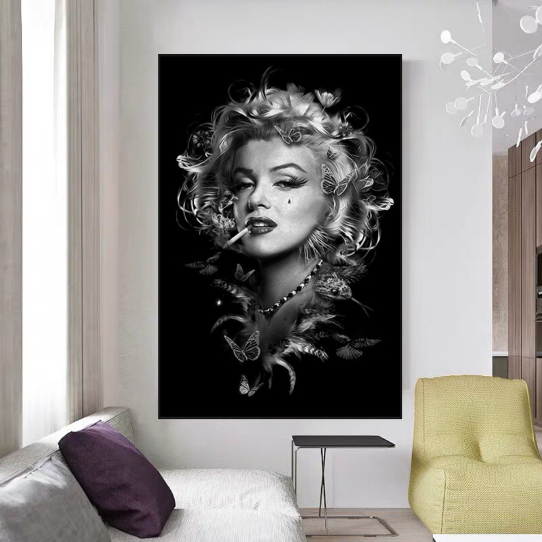 Marilyn Black and White Poster - Stunning Smoking Art-ChandeliersDecor