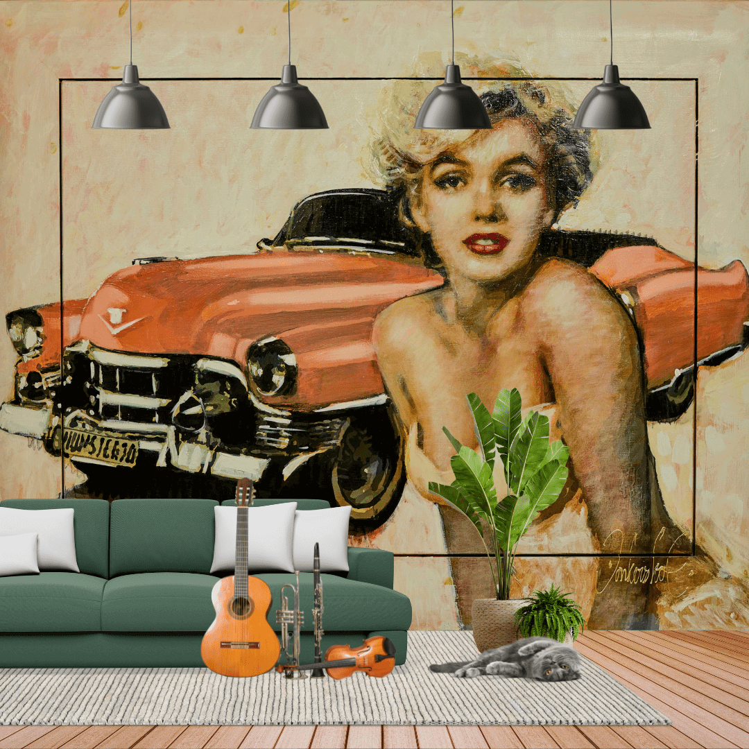 Marilyn Monroe Bubble Gum Wallpaper Mural – Wall Decor-ChandeliersDecor.com