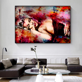 Marilyn Monroe In Red Pastels Canvas Wall Art-ChandeliersDecor