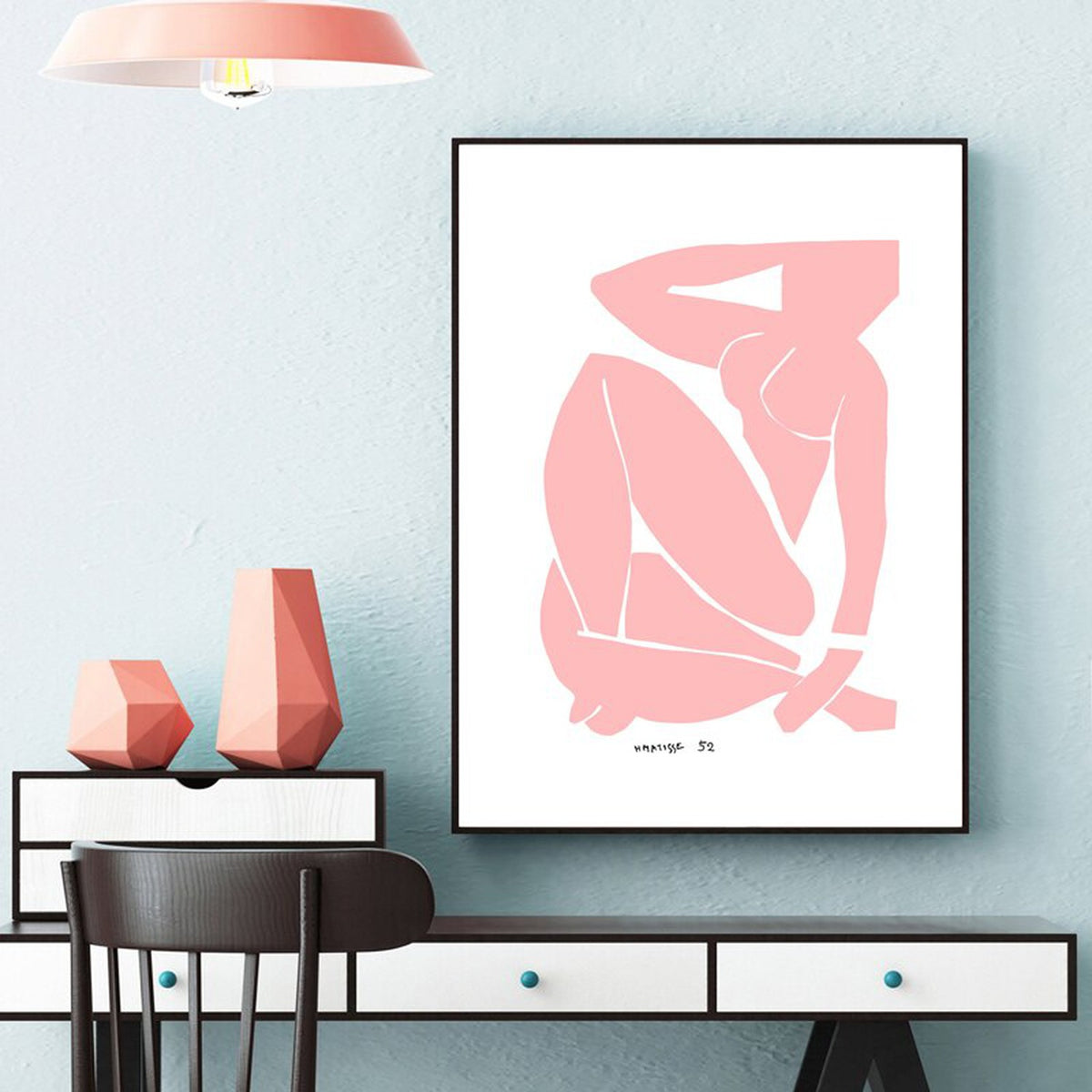 Matisse Abstract Painting Pink Prints Matisse Exhibition Canvas Wall Art-ChandeliersDecor