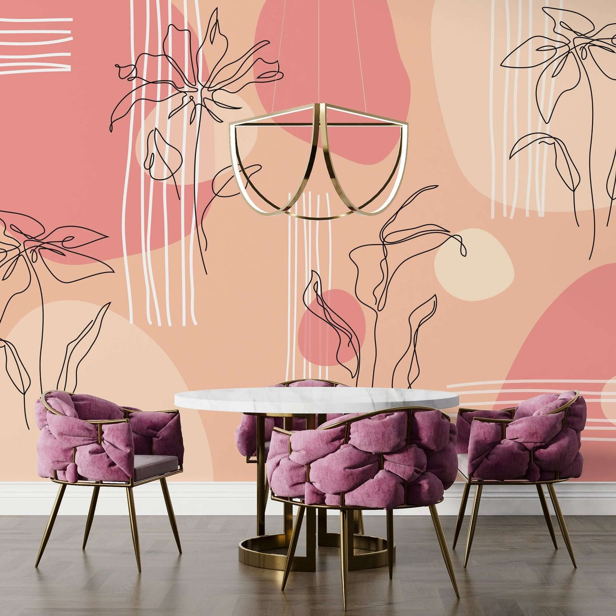 Matisse Line Art Wallpaper Mural: Exquisite Designs-ChandeliersDecor.com