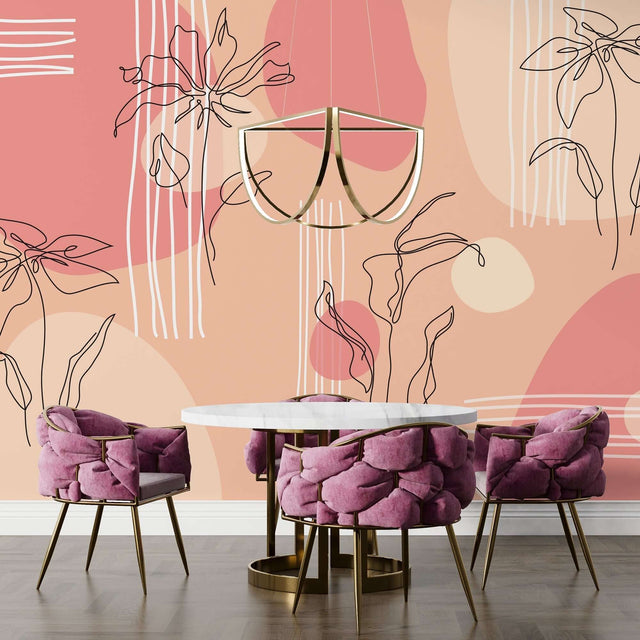 Matisse Line Art Wallpaper Mural: Exquisite Designs-ChandeliersDecor.com