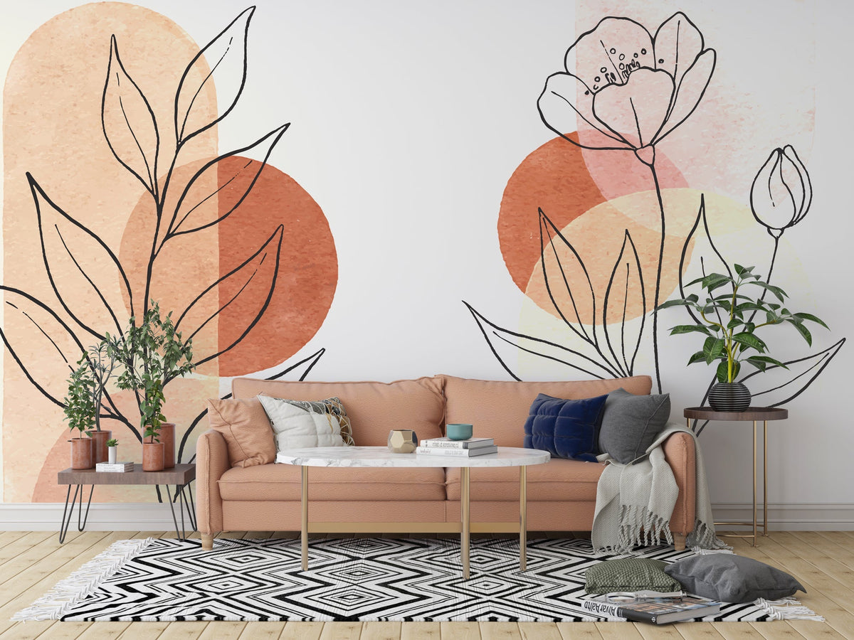 Matisse Style Wallpaper Mural: Intricate Floral Patterns-ChandeliersDecor