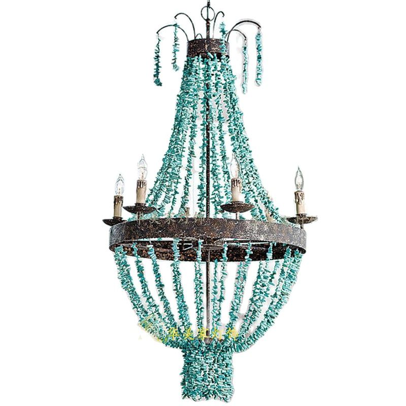 Mediterranean Turquoise Retro Chandelier - Unique Lighting-ChandeliersDecor