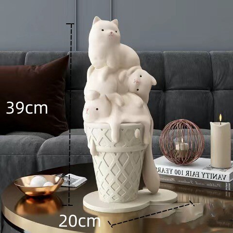 Melted Ice Cream Cat Statues Sculpture Ornament-ChandeliersDecor