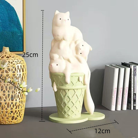 Melted Ice Cream Cat Statues Sculpture Ornament-ChandeliersDecor