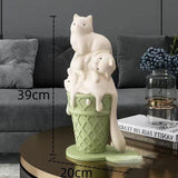 Melted Ice Cream Cat Statues Sculpture Ornament-ChandeliersDecor