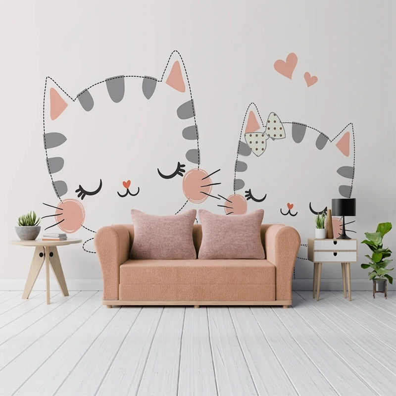 Papier peint pour chambre d'enfant sur le thème Meow Cat - Transformez votre espace
