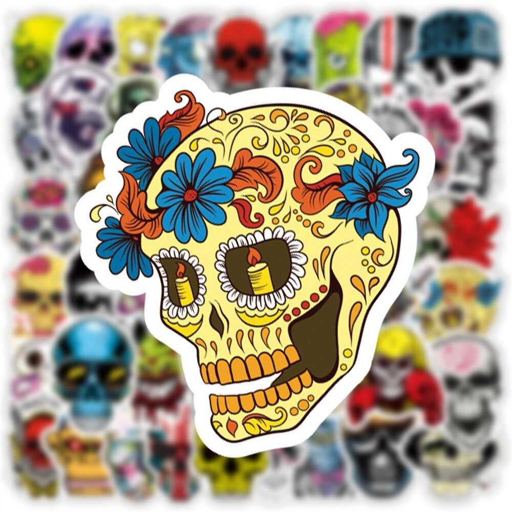 Mexican Style Skull Stickers Pack - Vibrant Designs-ChandeliersDecor