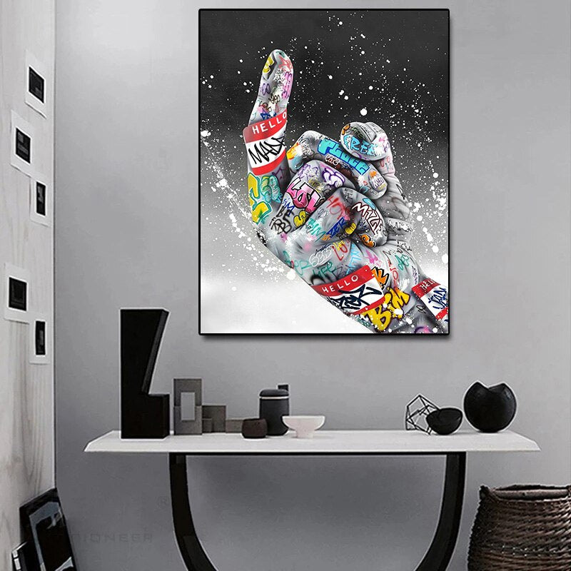 Middle Finger Gesture Canvas Wall Art-ChandeliersDecor