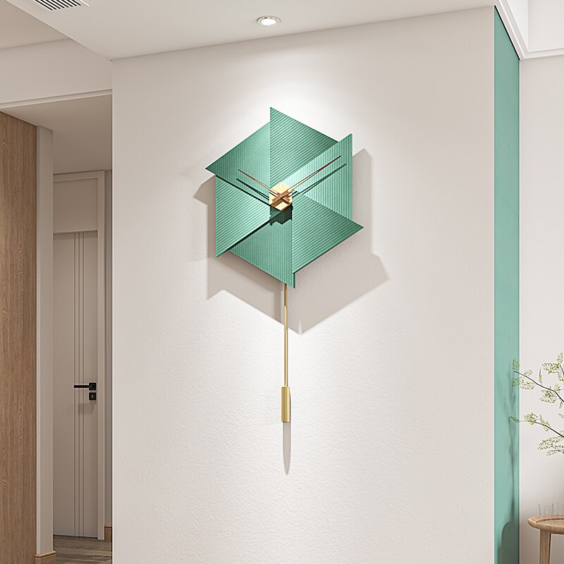 Horloge murale verte de style nordique minimaliste