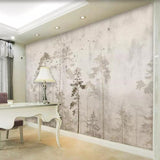 Minimalist Serenity Tree Mural Wallpaper-ChandeliersDecor