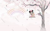 Minnie on Swing - Girls Nursery Wallpaper Mural-ChandeliersDecor