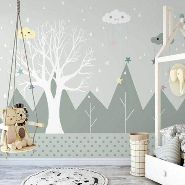 Misty Mountain Adventure Baby Room Wallpaper-ChandeliersDecor.com