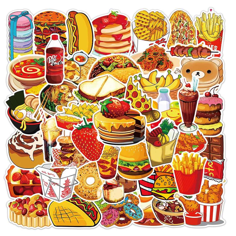 Mix Food Hamburger Fries Stickers Pack-ChandeliersDecor