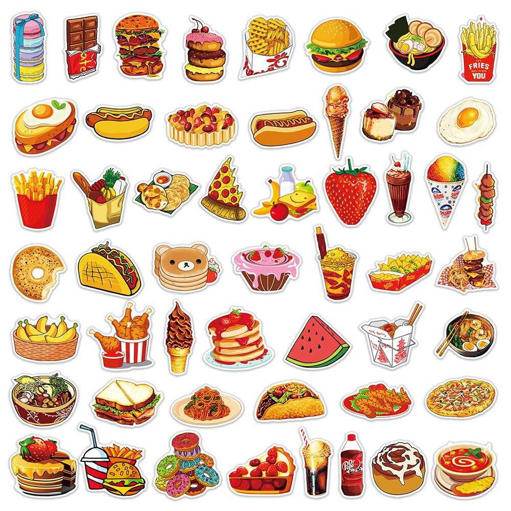 Mix Food Hamburger Fries Stickers Pack-ChandeliersDecor