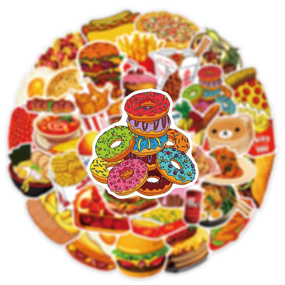 Mix Food Hamburger Fries Stickers Pack-ChandeliersDecor