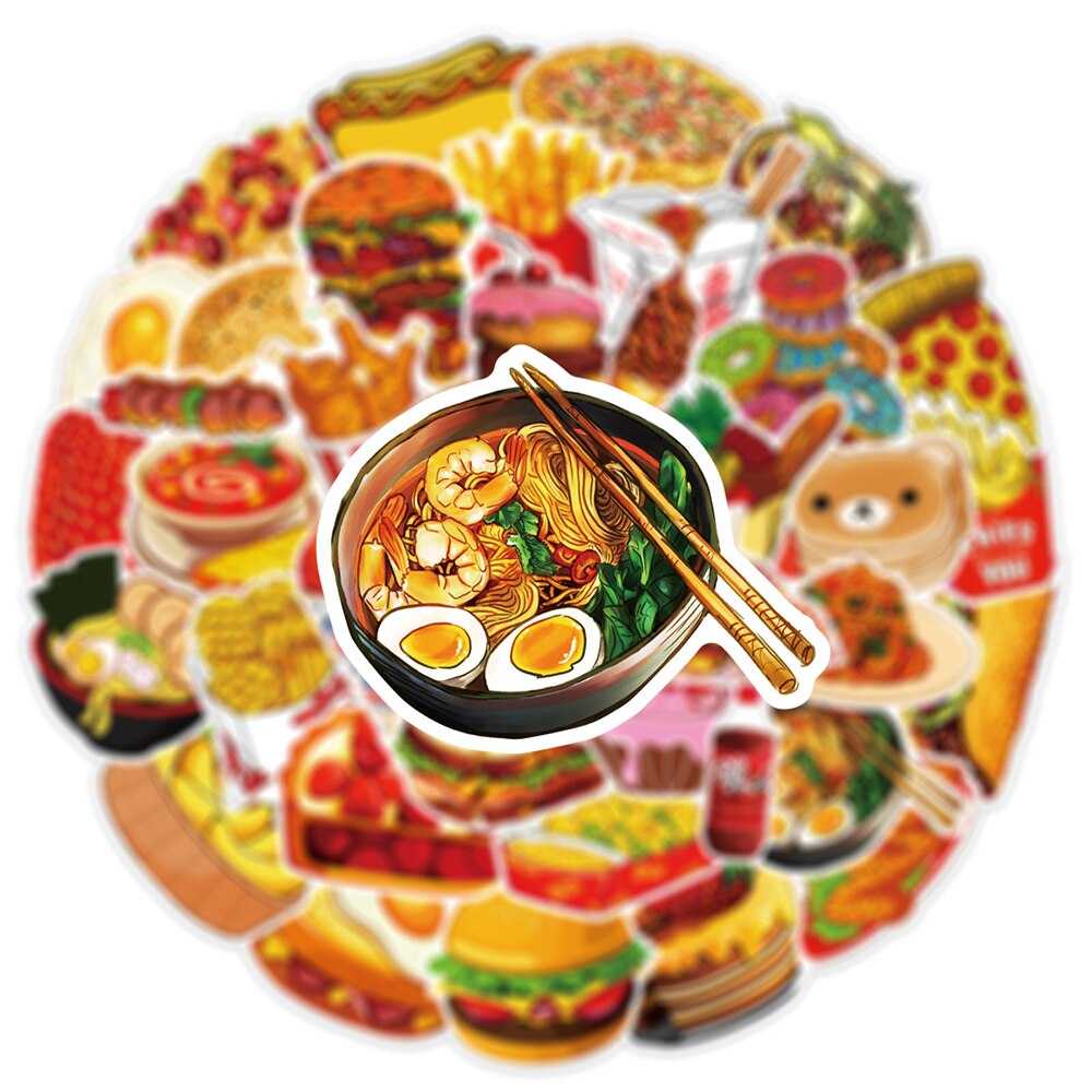 Mix Food Hamburger Fries Stickers Pack-ChandeliersDecor