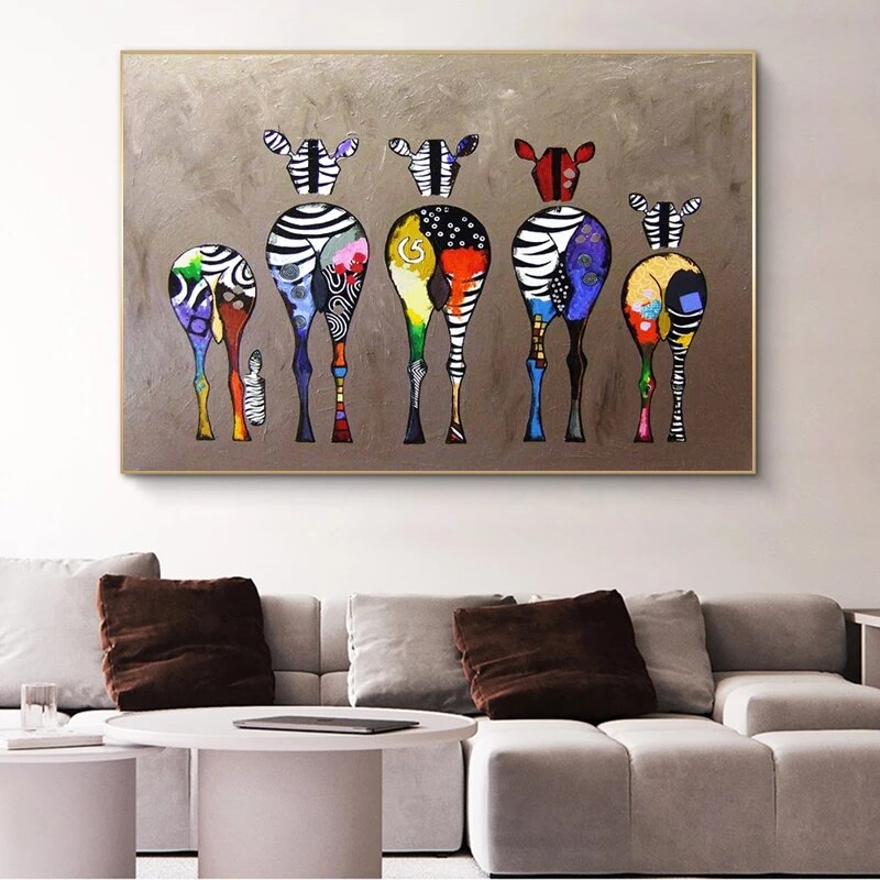 Modern Abstract Zebra Canvas Wall Art-ChandeliersDecor