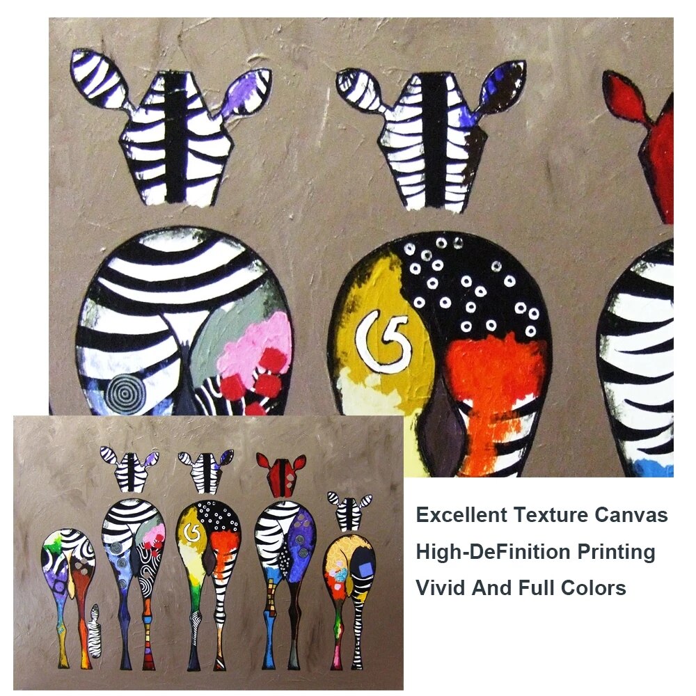 Modern Abstract Zebra Canvas Wall Art-ChandeliersDecor
