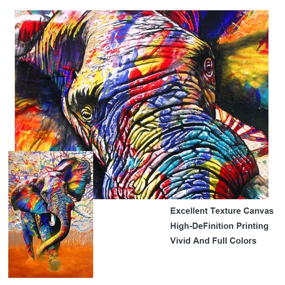 Modern Art Colourful Elephant Canvas Wall Art-ChandeliersDecor