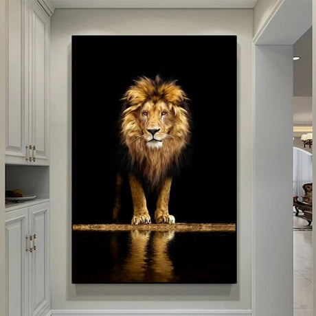 Modern Art Lion In The Dark Canvas Wall Art-ChandeliersDecor