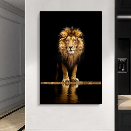 Modern Art Lion In The Dark Canvas Wall Art-ChandeliersDecor