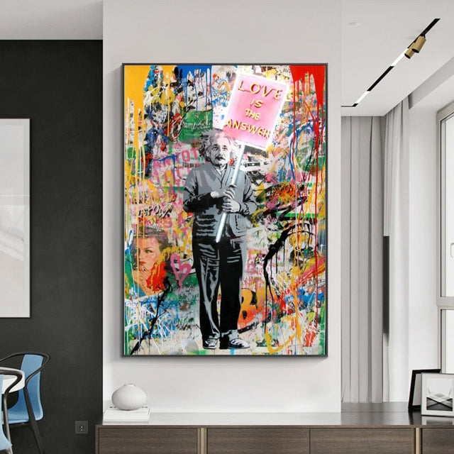 Modern Banksy Artwork Abstract Portrait Canvas Wall Art