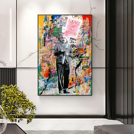 Modern Banksy Artwork Abstract Portrait Canvas Wall Art-ChandeliersDecor