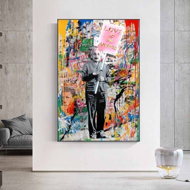 Modern Banksy Artwork Abstract Portrait Canvas Wall Art-ChandeliersDecor