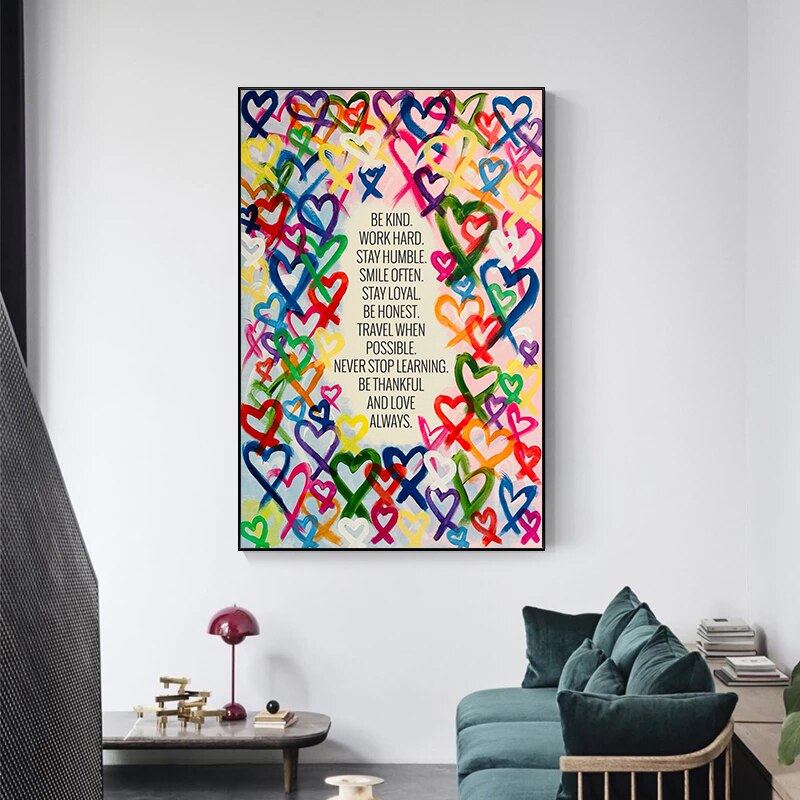 Modern Be Kind and Love Always Canvas Wall Art-ChandeliersDecor