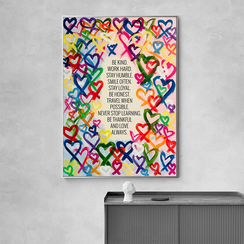 Modern Be Kind and Love Always Canvas Wall Art-ChandeliersDecor