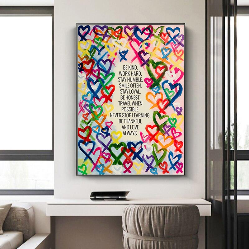 Modern Be Kind and Love Always Canvas Wall Art-ChandeliersDecor