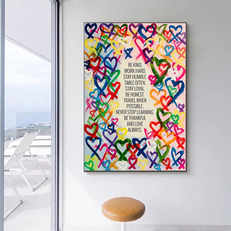 Modern Be Kind and Love Always Canvas Wall Art-ChandeliersDecor