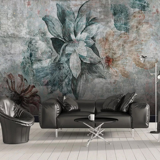 Modern Chic Floral Mural Wallpaper-ChandeliersDecor