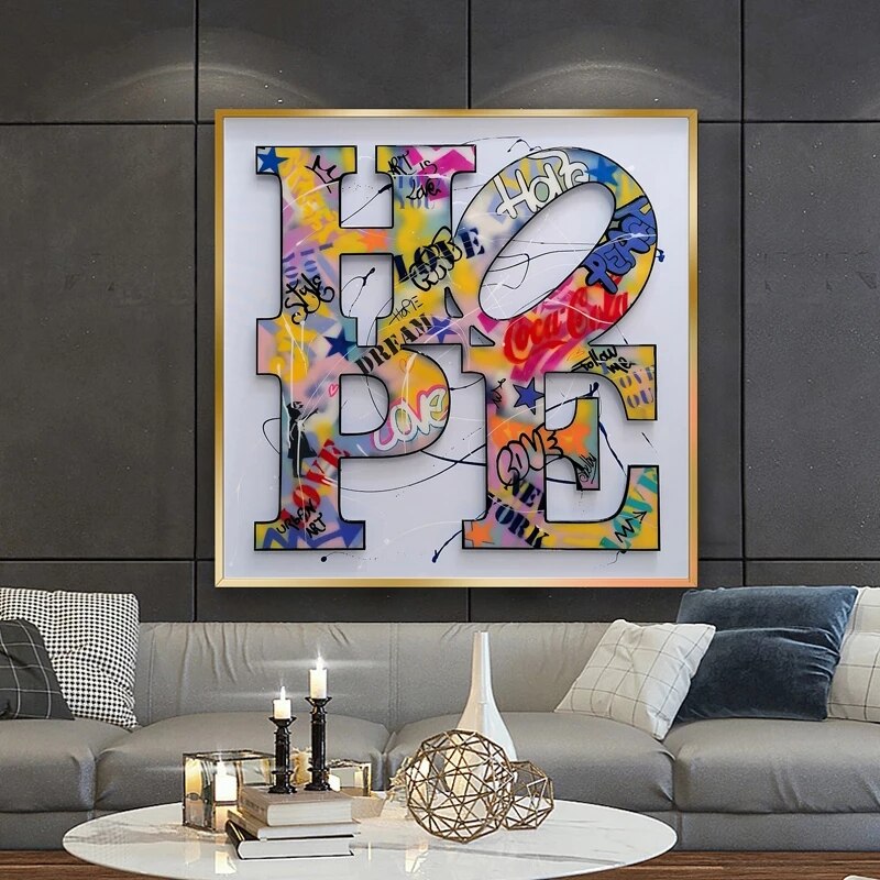 Modern Graffiti Art Canvas Paintings - Inspirational Home Wall Decor Prints-ChandeliersDecor