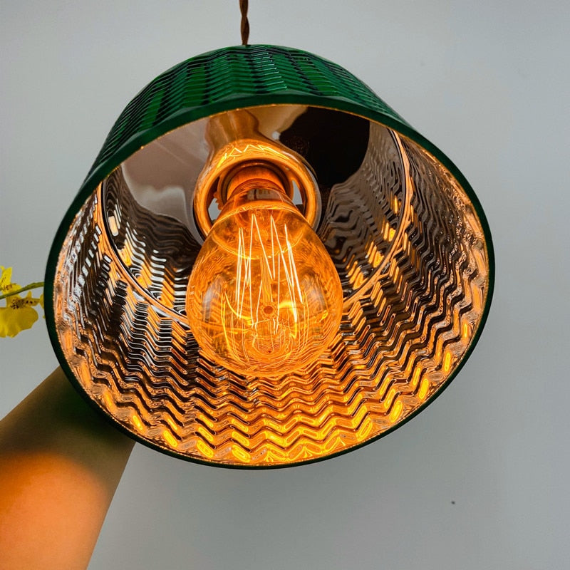 Moderner Loft-Lampenhalter aus reinem Kupfer, grünes Licht 
