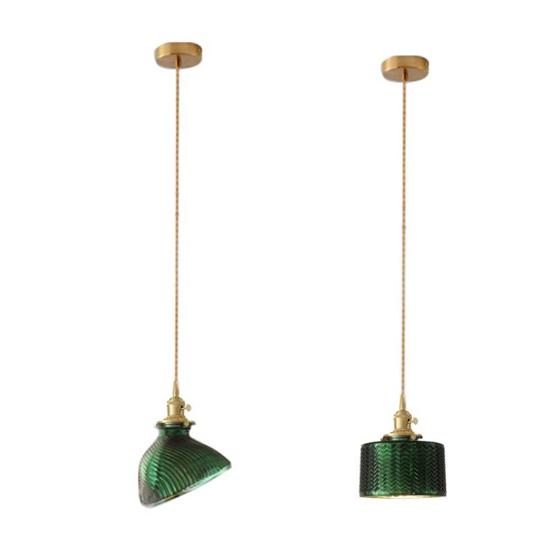 Moderner Loft-Lampenhalter aus reinem Kupfer, grünes Licht 