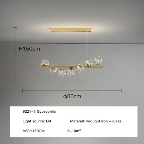 Modern Long Glass Ball Chandelier with G9 LED-ChandeliersDecor