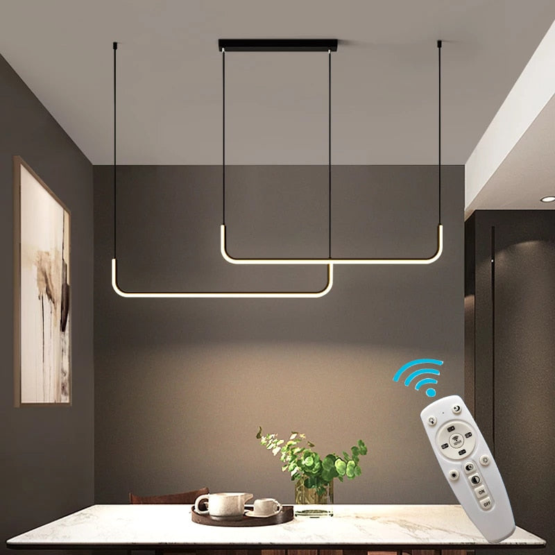 Modern Minimalist LED Pendant Lamp Black Gold-ChandeliersDecor