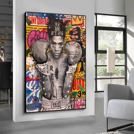 Modern Pop Graffiti Art Boxer Canvas Wall Art-ChandeliersDecor