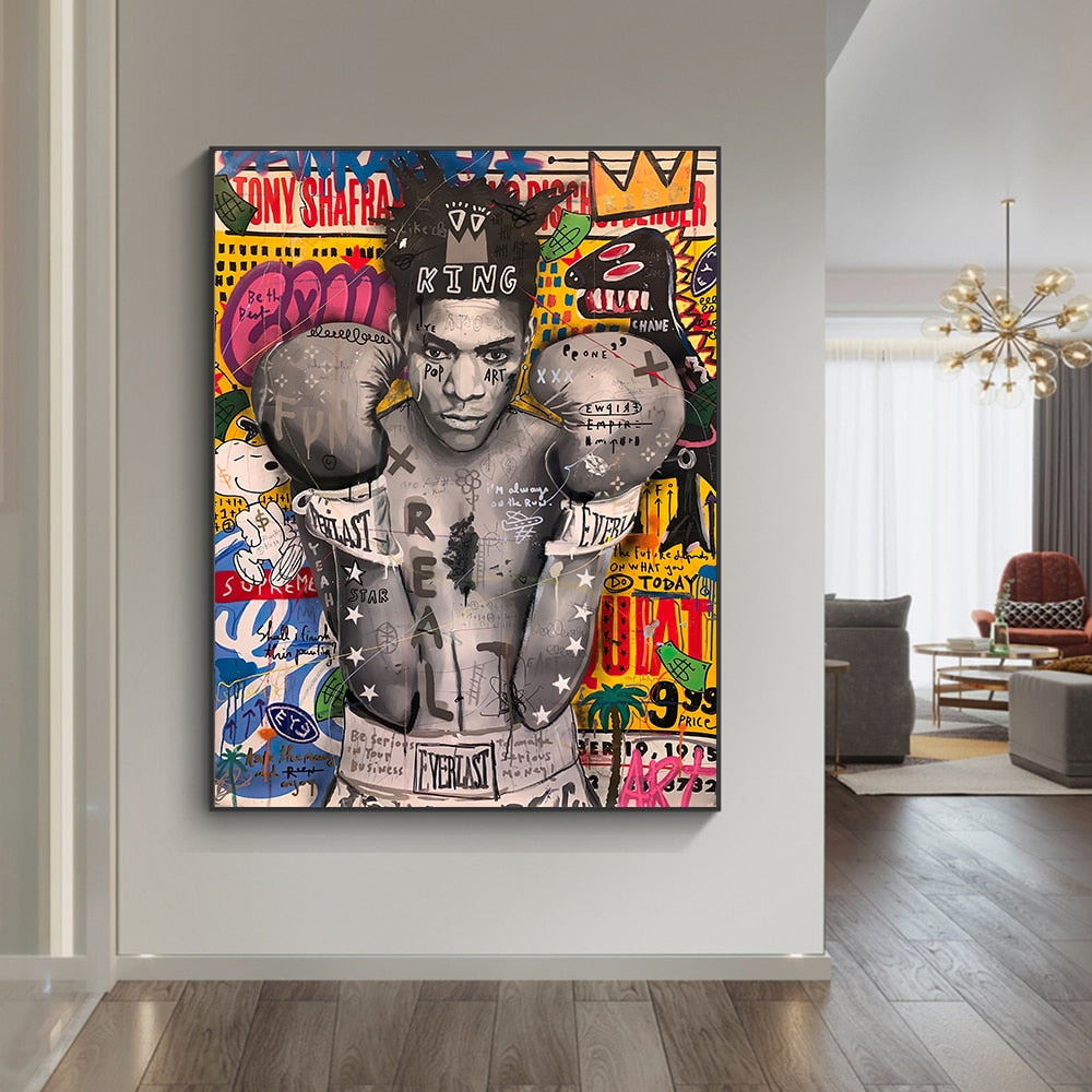 Modern Pop Graffiti Art Boxer Canvas Wall Art-ChandeliersDecor