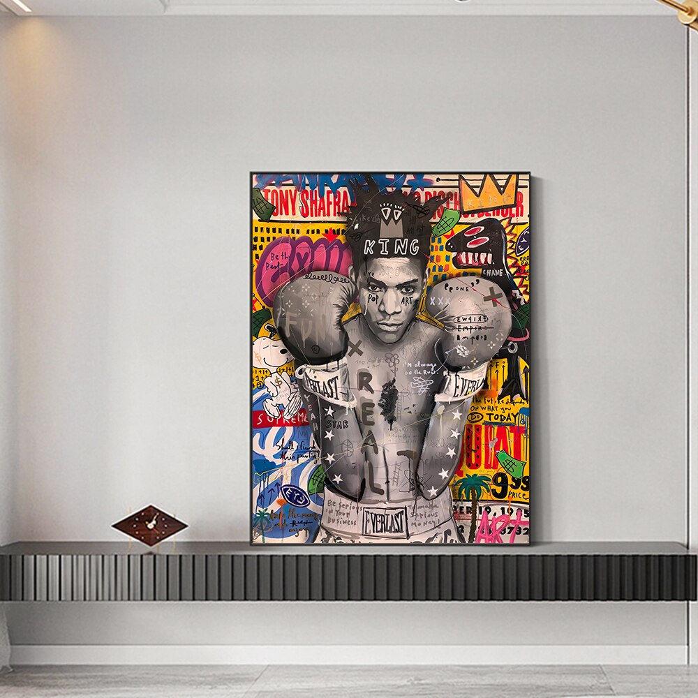 Modern Pop Graffiti Art Boxer Canvas Wall Art-ChandeliersDecor