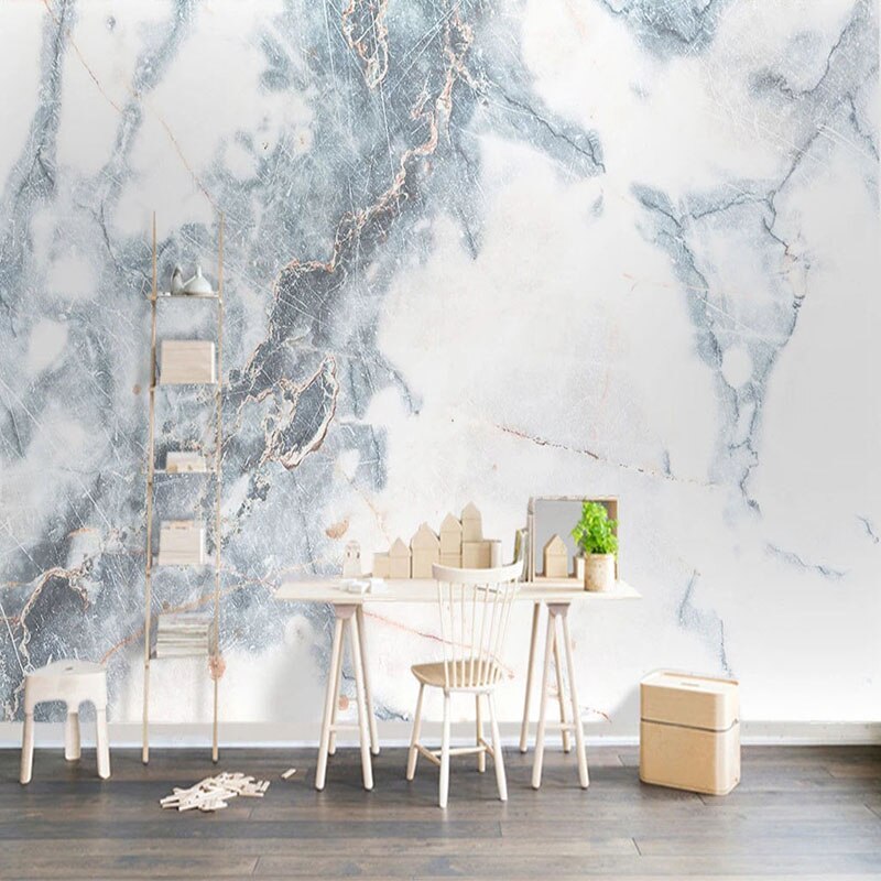 Modern Simple Marble Wallpaper for Home Wall Decor-ChandeliersDecor