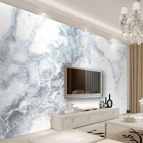 Modern Simple Marble Wallpaper for Home Wall Decor-ChandeliersDecor