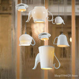 Modern Tea Cup Teapot Crockery Ceramic Led Pendant Lights