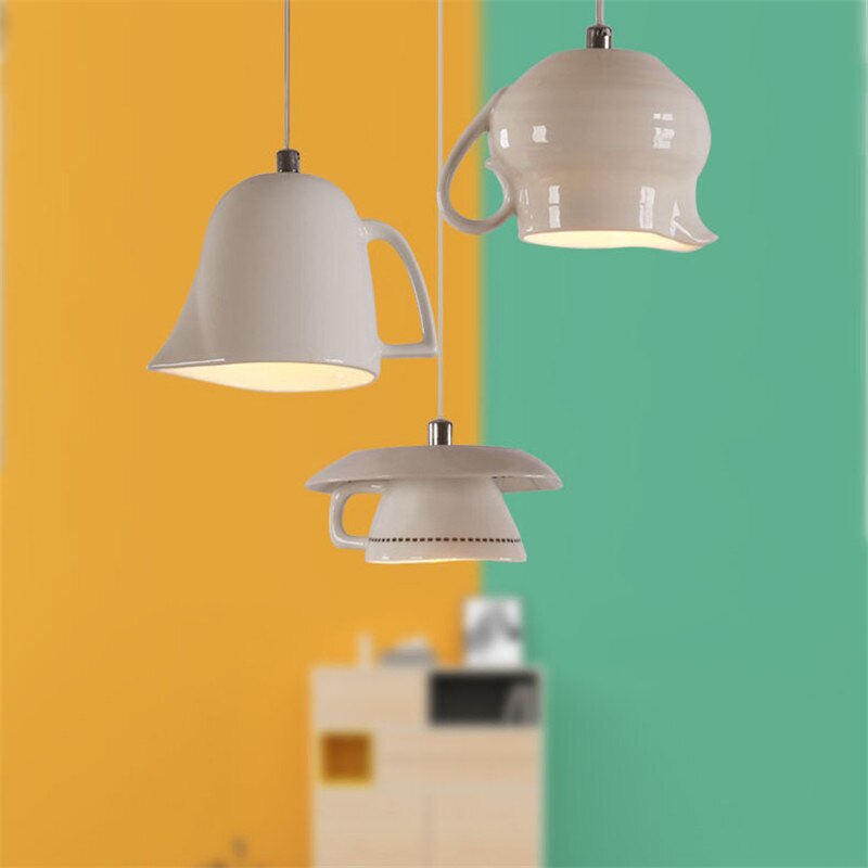 Modern Tea Cup Teapot Crockery Ceramic Led Pendant Lights-ChandeliersDecor