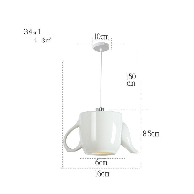 Modern Tea Cup Teapot Crockery Ceramic Led Pendant Lights-ChandeliersDecor